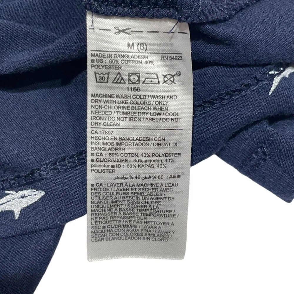 Old Navy Boys White Shark Print Blue Pullover Short Sleeve TShirt Size M (8) EUC